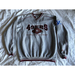 SAN FRANSISCO 49ERS LEE SPORT VINTAGE SWEATER - SZ MEDIUM PATCHES ON SLEEVE